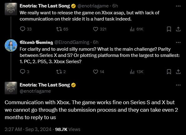 《艾诺提亚：失落之歌》Xbox版本无限延期