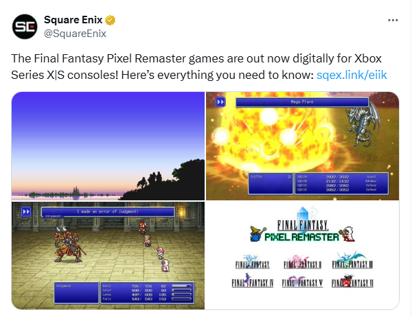 《最终幻想：像素重制版》怀旧盛宴：六部曲登陆Xbox平台！