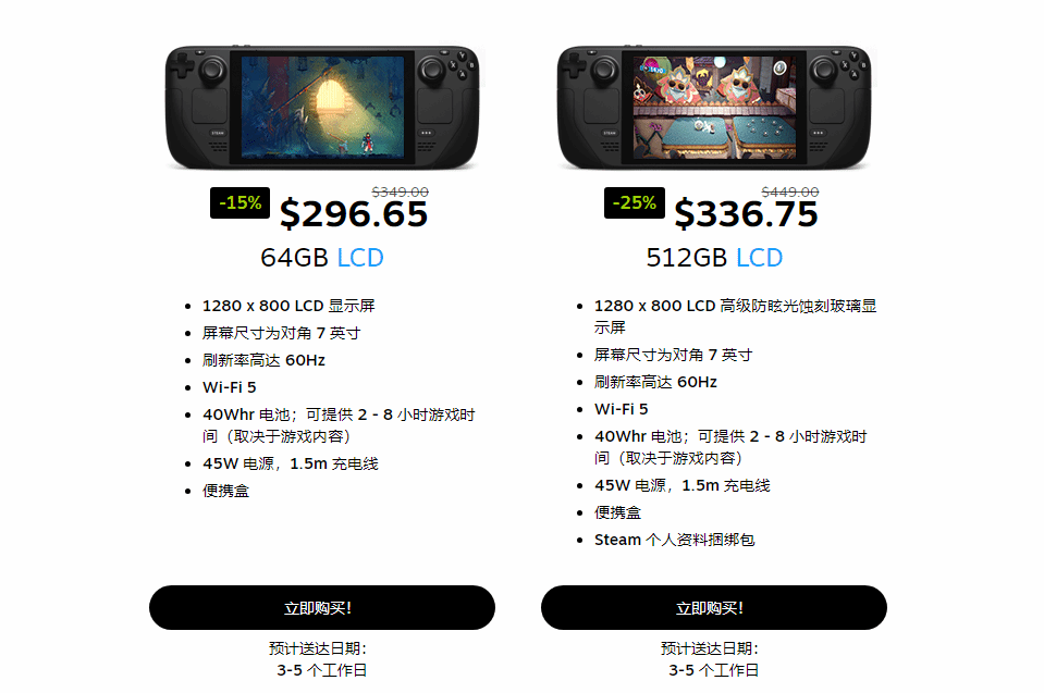 老款Steam Deck促销：512GB版本优惠112美元